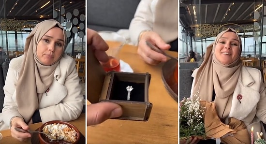 Kadınlar Günü'nde Oğlundan Yüzük ve Çiçek Hediyesi Alan Kadının Muhteşem Anları