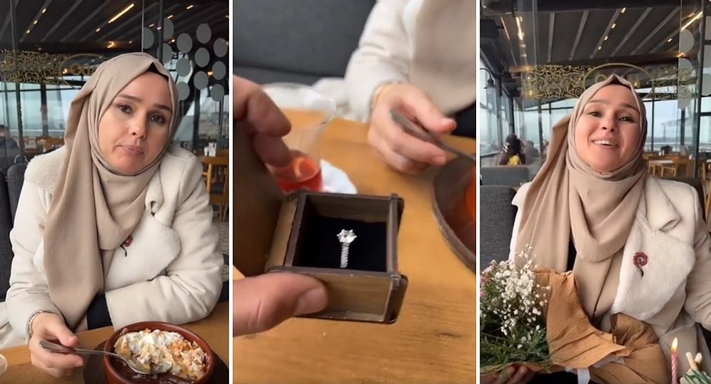 Kadınlar Günü'nde Oğlundan Yüzük ve Çiçek Hediyesi Alan Kadının Muhteşem Anları