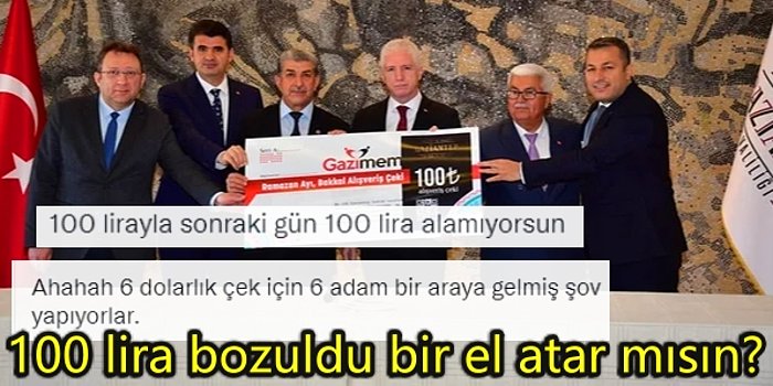 Herkes Bir Ucundan Tutsa: 100 Liralık Yardım Çekini 6 Kişinin Tutması Sosyal Medyada Gözden Kaçmadı!