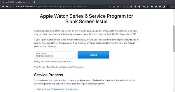 Spesifik olarak Nisan 2021 ile Eylül 2021 arasında üretilen 40 mm Apple Watch Series 6 modelinde bu sorunun görüldüğü belirtildi.