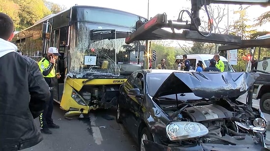 Sarıyer'de İETT Otobüsü 16 Araca Çarptı