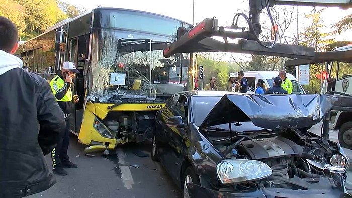 Sarıyer'de İETT Otobüsü 16 Araca Çarptı