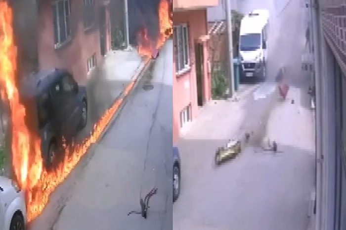 Bursa'da Sokağa Düşen Uçağın Binalara Çarptığı Anlar Kamerada