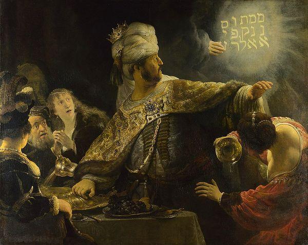 59. Rembrandt, Belşatsar Bayramı (1635)