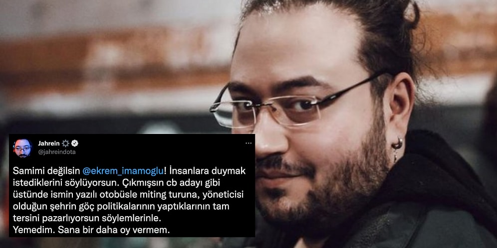 Ekrem İmamoğlu'na 'Samimi Değilsin' Diyen Jahrein, İmamoğlu'na Oy Vermeyeceğini Açıkladı