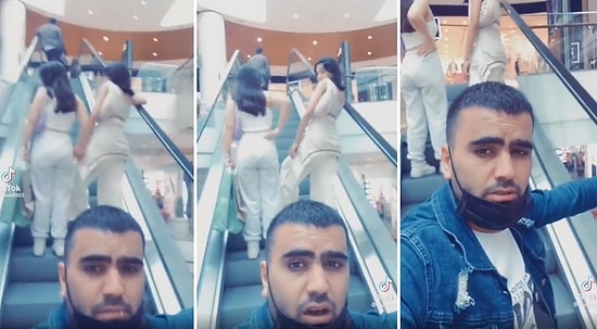 AVM'nin Yürüyen Merdivenindeki Kadınları Arkalarından Çeken Yabancı Uyruklu Erkeğin Tepki Çeken Görüntüleri