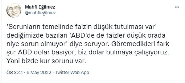 Eğilmez'in faiz ve dolar yorumu👇