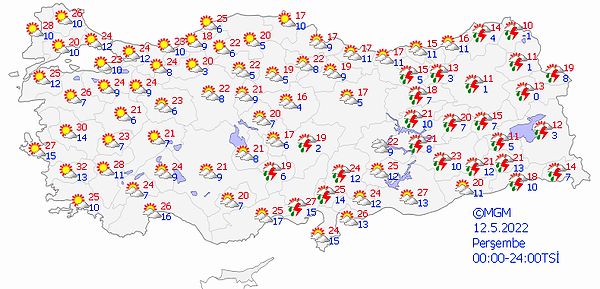 Bugün yurt genelinde hava şöyle: