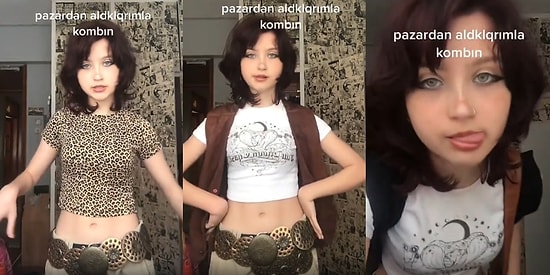 Pazardan Aldığı Kıyafetlerle Kombin Videosu Çeken Genç Kadının Bi' Acayip Kombini Sosyal Medyada Viral Oldu