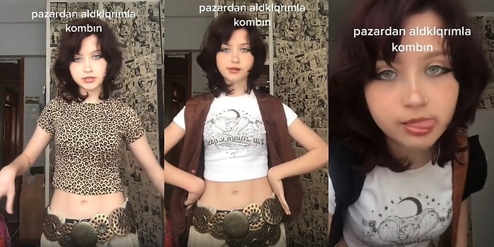 Pazardan Aldığı Kıyafetlerle Kombin Videosu Çeken Genç Kadının Bi' Acayip Kombini Sosyal Medyada Viral Oldu