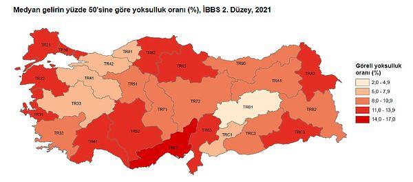 Göreli yoksulluk oranı en düşük bölge "Malatya, Elazığ, Bingöl, Tunceli" oldu