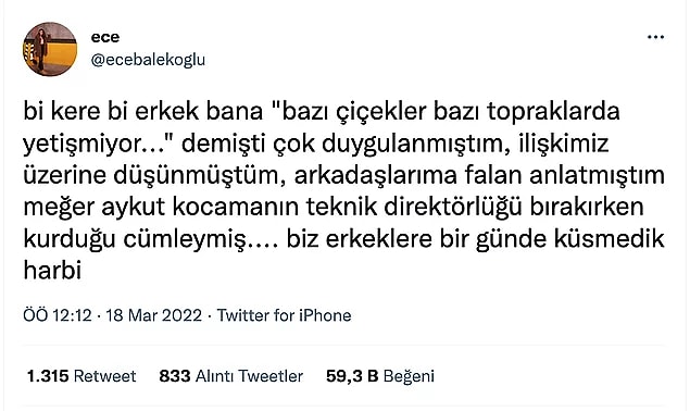 8. Gayet duygusal bir cümle neyini beğenmedin ki? 😄