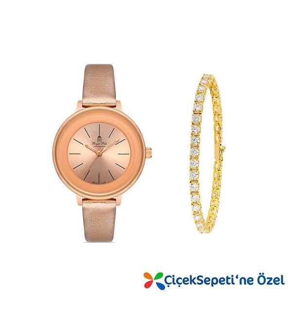 3. Rose gold renge sahip olan bu zarif saat, bileklik hediyesi ve uygun fiyatı ile dikkat çekenlerden.