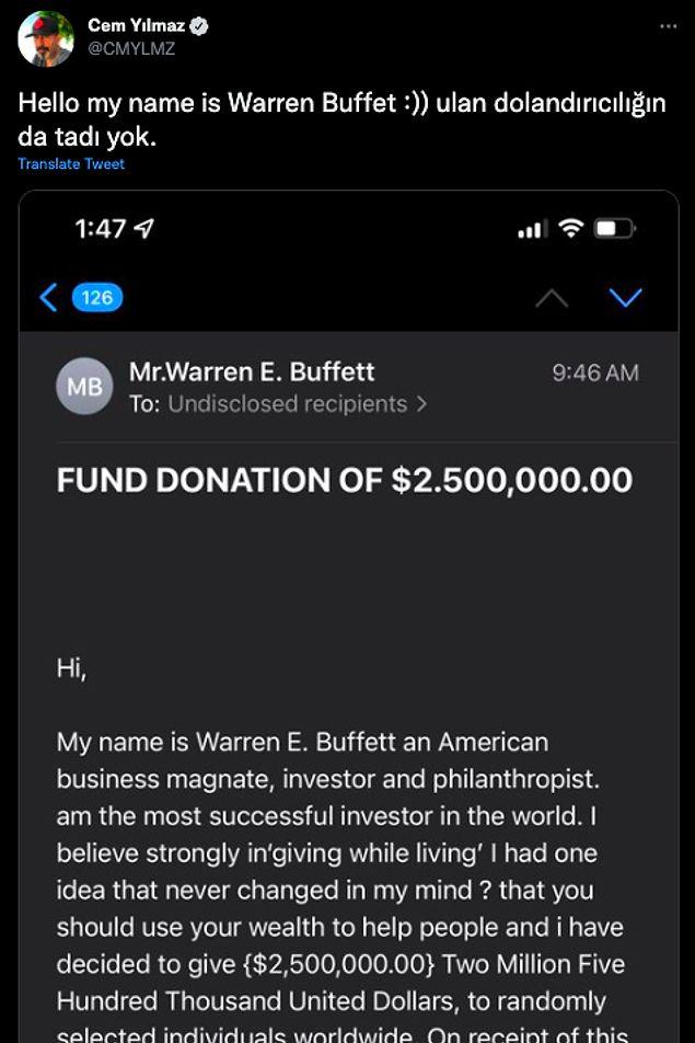 Cem Yılmaz, Kendilerini Ünlü Yatırımcı Warren Buffett Olarak Tanıtan Dolandırıcıları Fena Tiye Aldı!