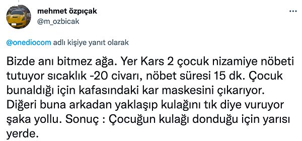 13. Off okurken kulağım acıdı.