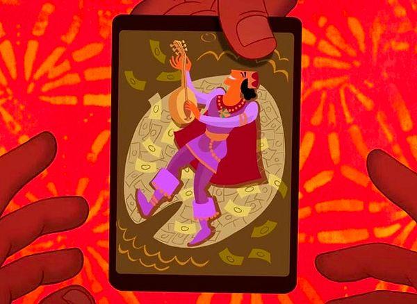 9. Prenses ve Kurbağa animasyonunda, Naveen'in servet kartının ön yüzüde bir nilüfer yaprağı, arkasında da kurbağalar bulunuyor.