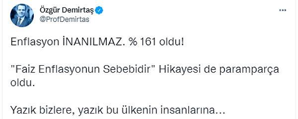 Prof. Dr. Özgür Demirtaş, tabiri caizse bugün açıklanan enflasyon verilerinde tarafını seçti! ENAG verilerini baz aldı