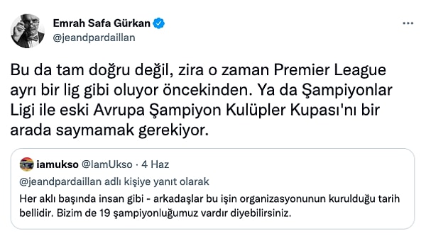 Tabi 1959 yılı öncesi ile gelen eleştirilere de Premier Lig ve Şampiyonlar Ligi'ni örnek göstererek cevaplıyor Emrah Safa Gürkan.