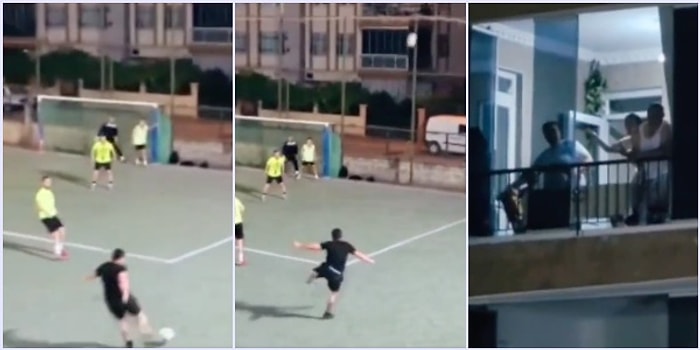 Bunu da Kimseye Kaptırmadık! Halı Sahada Şut Çeken Adam Topu Sahanın Arkasındaki  Eve Soktu
