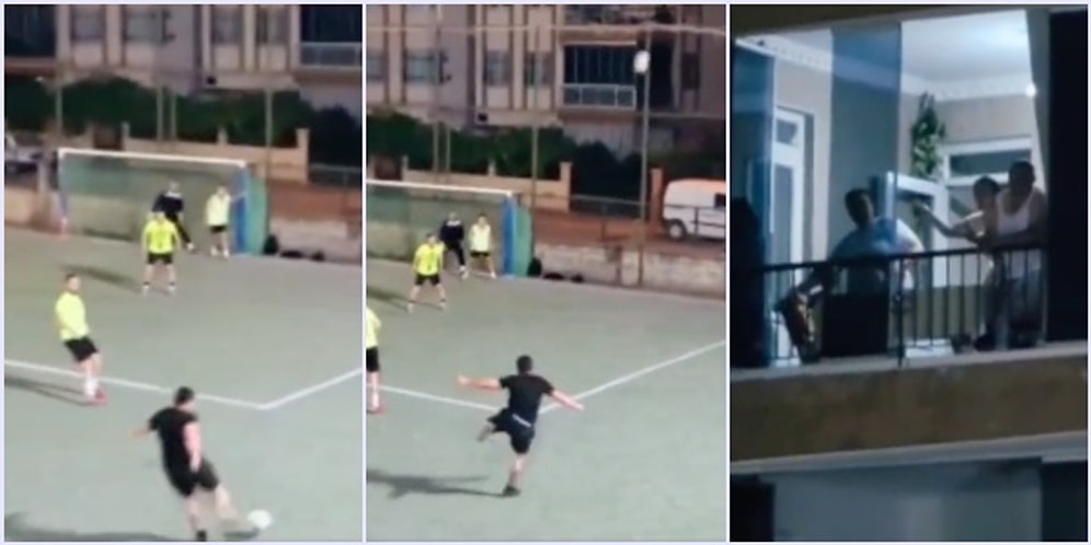 Bunu da Kimseye Kaptırmadık! Halı Sahada Şut Çeken Adam Topu Sahanın Arkasındaki  Eve Soktu