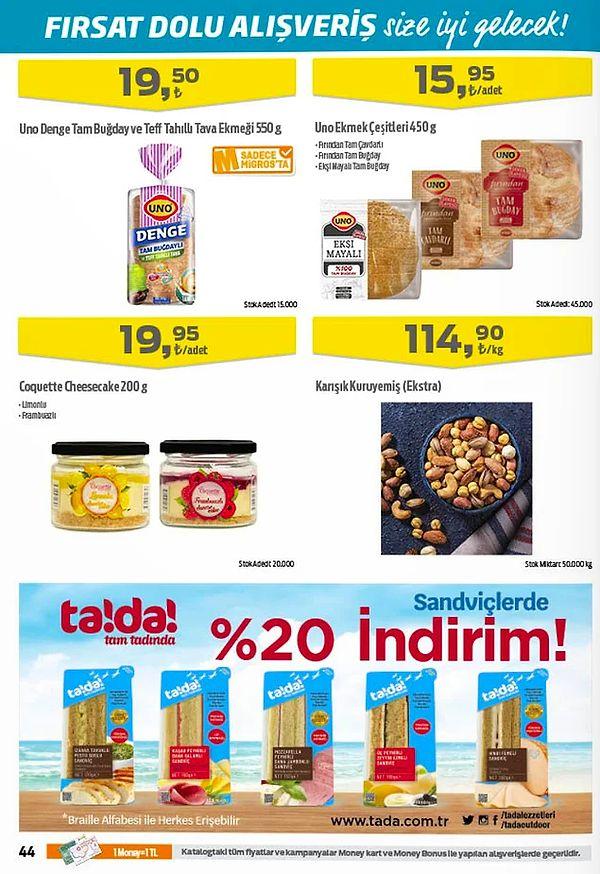 Uno Denge Tam Buğday ve Teff Tahıllı Tava Ekmeği 550 g 19,50 TL.