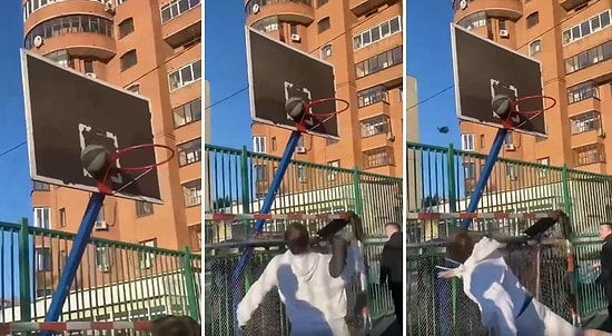 Potaya Sıkışan Basketbol Topunu İndirebilmek İçin Ayakkabı Fırlatan Gençten Beklenmedik Hareket