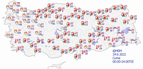 Bugün yurt genelinde hava şöyle: