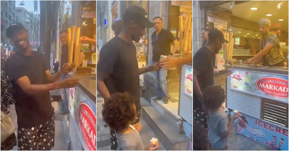 Atiba'nın Çocuklarıyla Birlikte Dondurmacıda Külah Yakalamaya Çalıştığı Eğlenceli Anlar