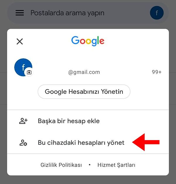 Açılan bölümde yer alan " Bu Cihazdaki Hesapları Yönet" seçeneğine tıklıyoruz.