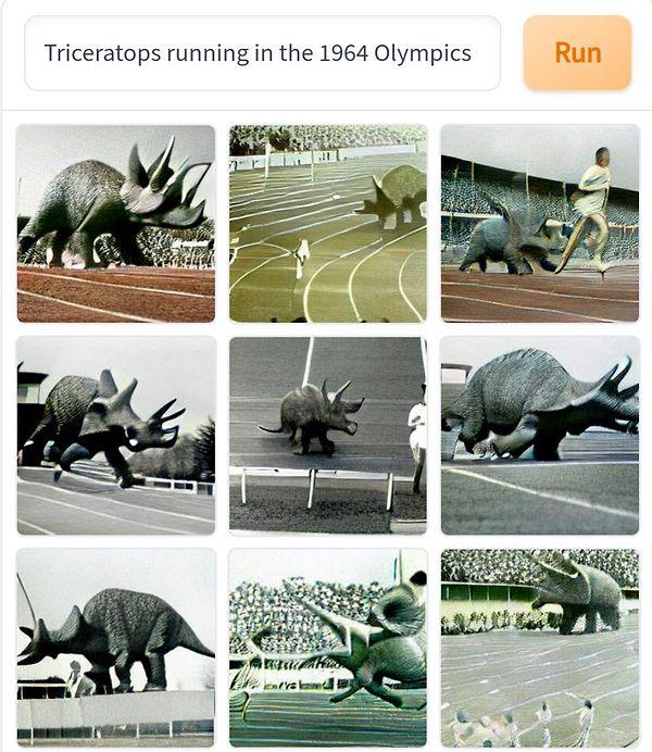 13. "1964 Olimpiyatlarında koşan Triceratops"