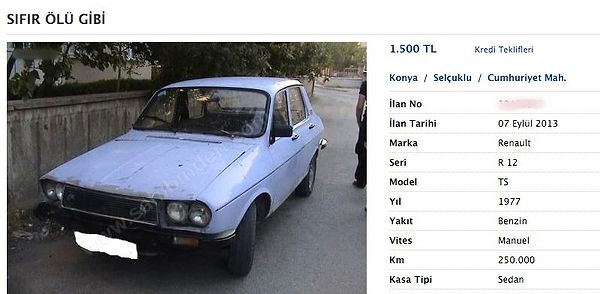 7. Sıfır ölü gibi ama 250 bin km yol yapmış.😅