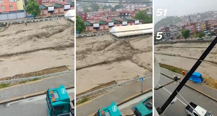 Kastamonu İnebolu'da Yaşanan Sel Felaketinin Korkutucu Boyutunu TikTok'ta Canlı Yayınlayan Kadın