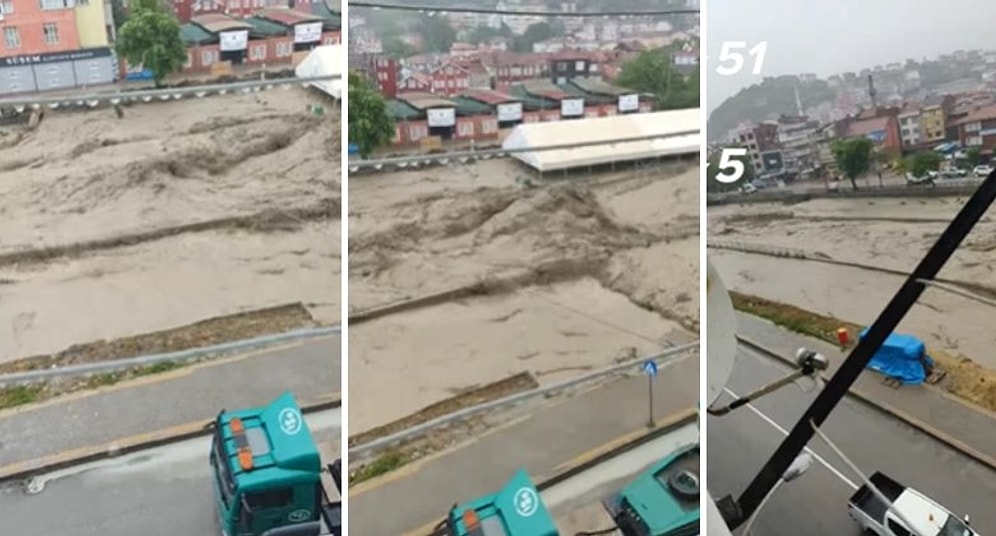 Kastamonu İnebolu'da Yaşanan Sel Felaketinin Korkutucu Boyutunu TikTok'ta Canlı Yayınlayan Kadın