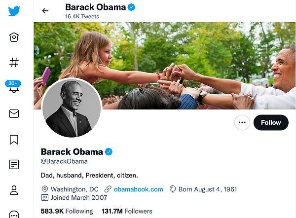Birinci sırada 132 milyon takipçiyle eski ABD Başkanı Barack Obama yer alıyor
