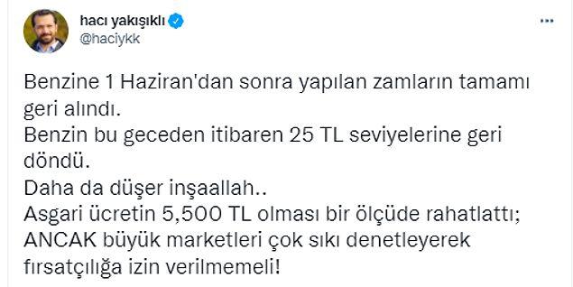 Ankara gazetecisi Hacı Yakışıklı böyle bir paylaşımda bulundu👇