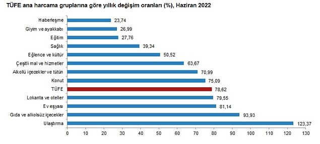 En fazla artış ulaştırma ve gıda ürünlerinde 👇