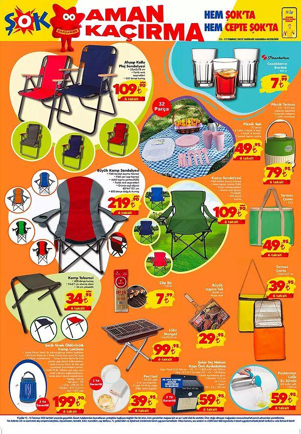 Kamp sandalyeleri ve piknik ürünleri;