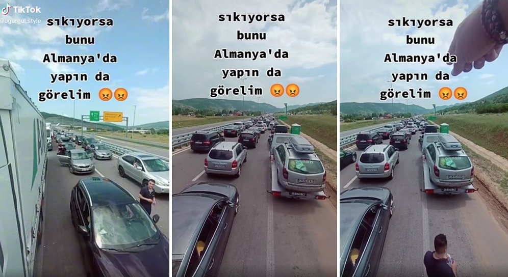 Gümrükte TIR Sırasına Girerek Kuyruk Oluşturdukları İçin Gurbetçilere İsyan Eden TIR Şoförü