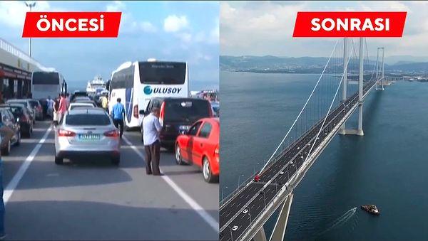 Daha sonrasında ise İstanbul'dan öncesi/sonrası görüntüleri paylaşan Bahçe, Osmangazi Köprüsü'nden bir günde 81 bin aracın köprüden geçmesi ile övünüp AKP'yi tebrik etti.