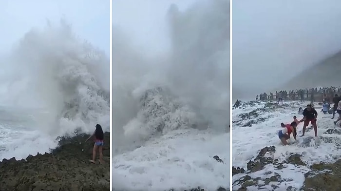 Dalgayı Yedikten 2 Sn Sonra: Meydan Okuduğu Dalga Tarafından Allah'ına Kavuşturulan Kadın