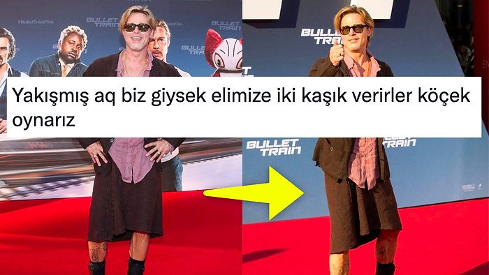 Brad Pitt'in 'Suikast Treni' Filminin Galasında Etek Giymesi Sosyal Medya Kullanıcılarını İkiye Böldü