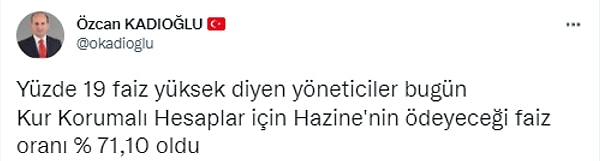 Özcan Kadıoğlu da KKM üzerinde yapılan bir hesapla ödeme yükündeki artışı gözler önüne serdi.