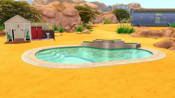 1. Sim'lerim için havuz yapmak istiyordum ancak param yalnızca 2 kare havuz ve bir merdivene yetti. Havuzu tamamlamak için diğer Sim'lerimin işten eve dönüp para getirmelerini bekliyordum. Bu sırada evdeki diğer Sim'lerime de pek dikkat etmedim.
