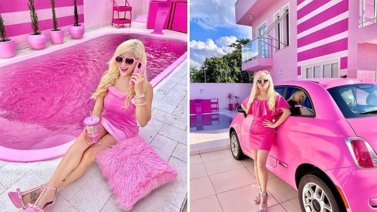 "Живая Барби" из Бразилии превратила свой особняк, включая бассейн, в розовый рай