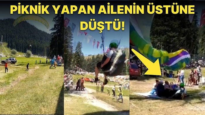 Paraşütçü Selçuk Mahmutoğlu Rüzgarı Hesaba Katamayınca Piknik Yapan Ailenin Üstüne İniş Yaptı