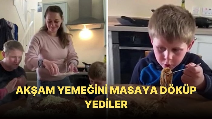 Anne Akşam Yemeğini Masaya Döktü: Çocukları Şaşkınlıkla İzledi