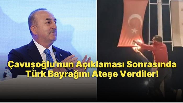 Suriyelilerin Çavuşoğlu'nun Açıklamasından Sonra Azez'de Türk Bayrağı Yaktığı İddia Edildi