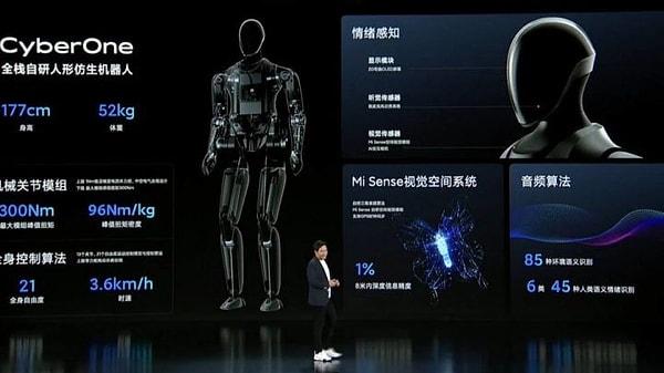 Xiaomi'nin ilk insansı robotu CyberOne’ı tanıttı. 1,77 boyunda ve 52 kilogram ağırlığında.