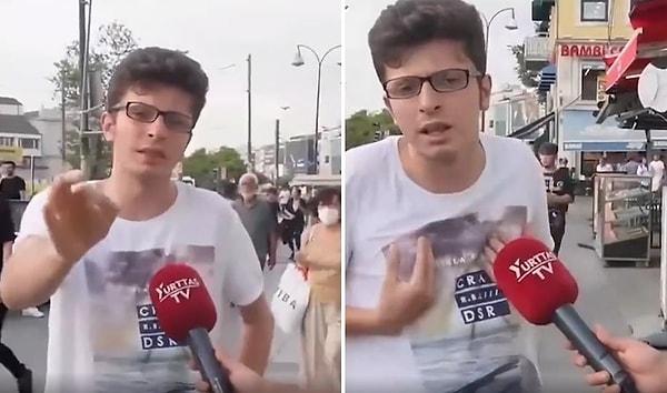 O genç, 'Bu ülkenin düzelmesi için hükümetin değişmesi lazım' dedi ve ekledi; 'Erdoğan’ın karşısına gazoz kapağı koysalar, gazoz kapağına oy veririm'