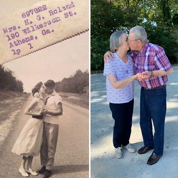 31. "61 yıl arayla çektirdiğimiz fotoğrafta değişmeyen tek şey aşkımız."